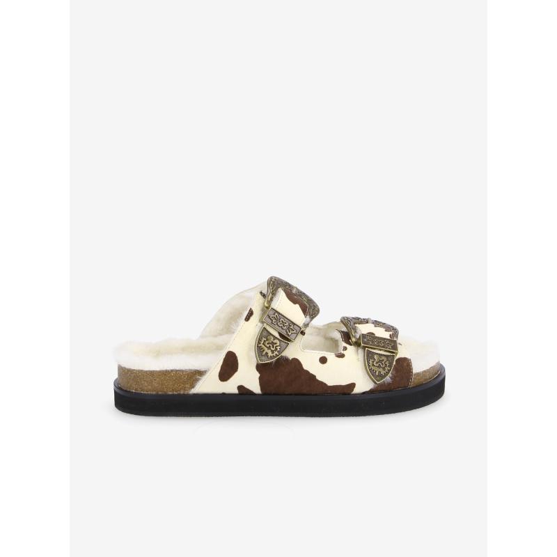 LUCIA BUCKLE W - PONY COW/FUR - BROWN/DOVE